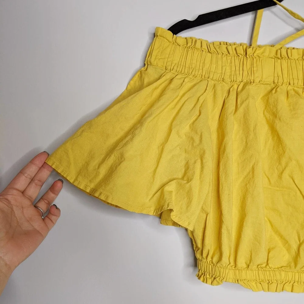 BP • Yellow Ruffle Off The Shoulder Crop Top Sz M - Picture 5 of 8